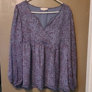 Lucky Brand Purple Relaxed Tiered Blouse